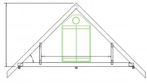 LED Grow Light - Roof Qube Loft Grow Tent 1224 Drawing