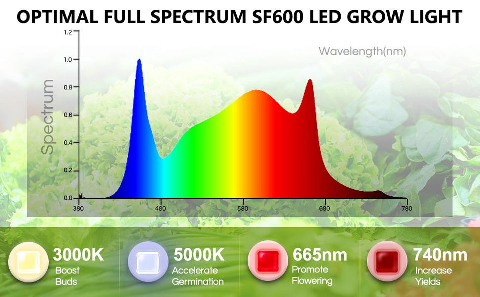 Spider Farmer SF600 LED Grow Light Spectrum